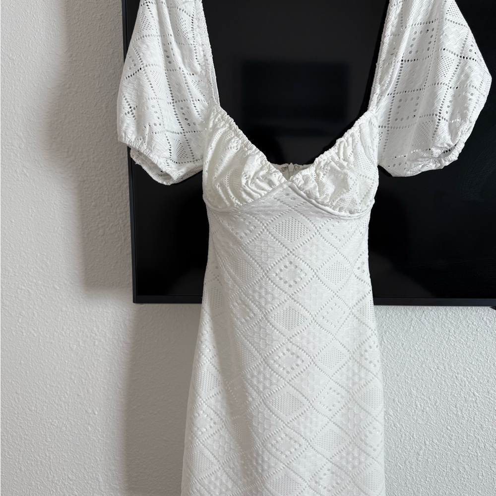 Sabo skirt Elegant White Eyelet Dress